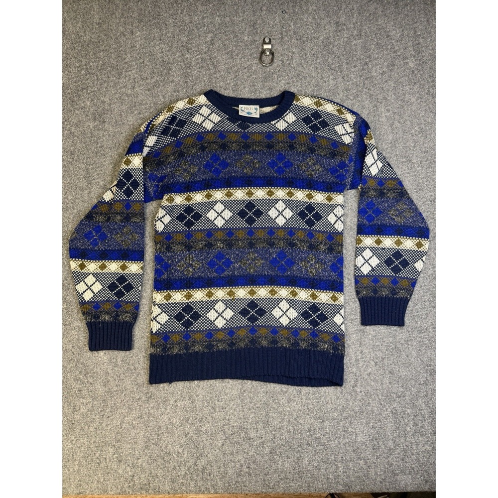 Vintage 90's Pisces By Globe Geometric Sweater Size Medium Pullover Acrylic